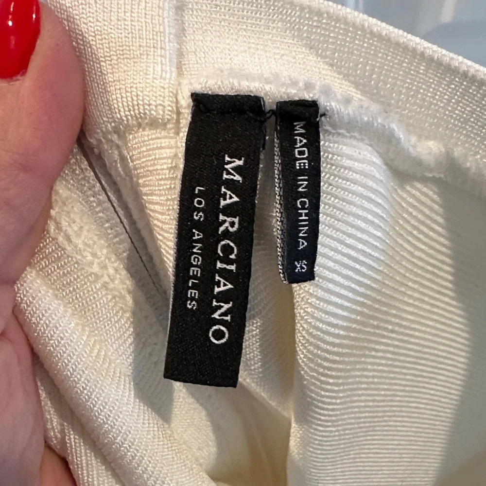 Marciano Cream Off-Shoulder Ruffle Yoke Mini Dress - Picture 2 of 4